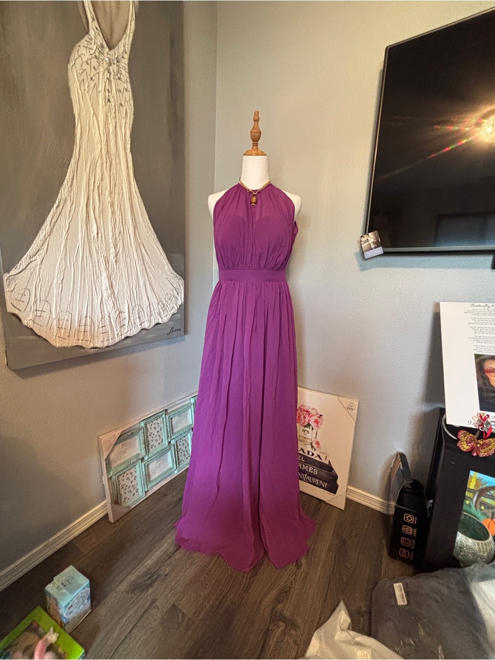 Elegant Halter Maxi Dress in Purple